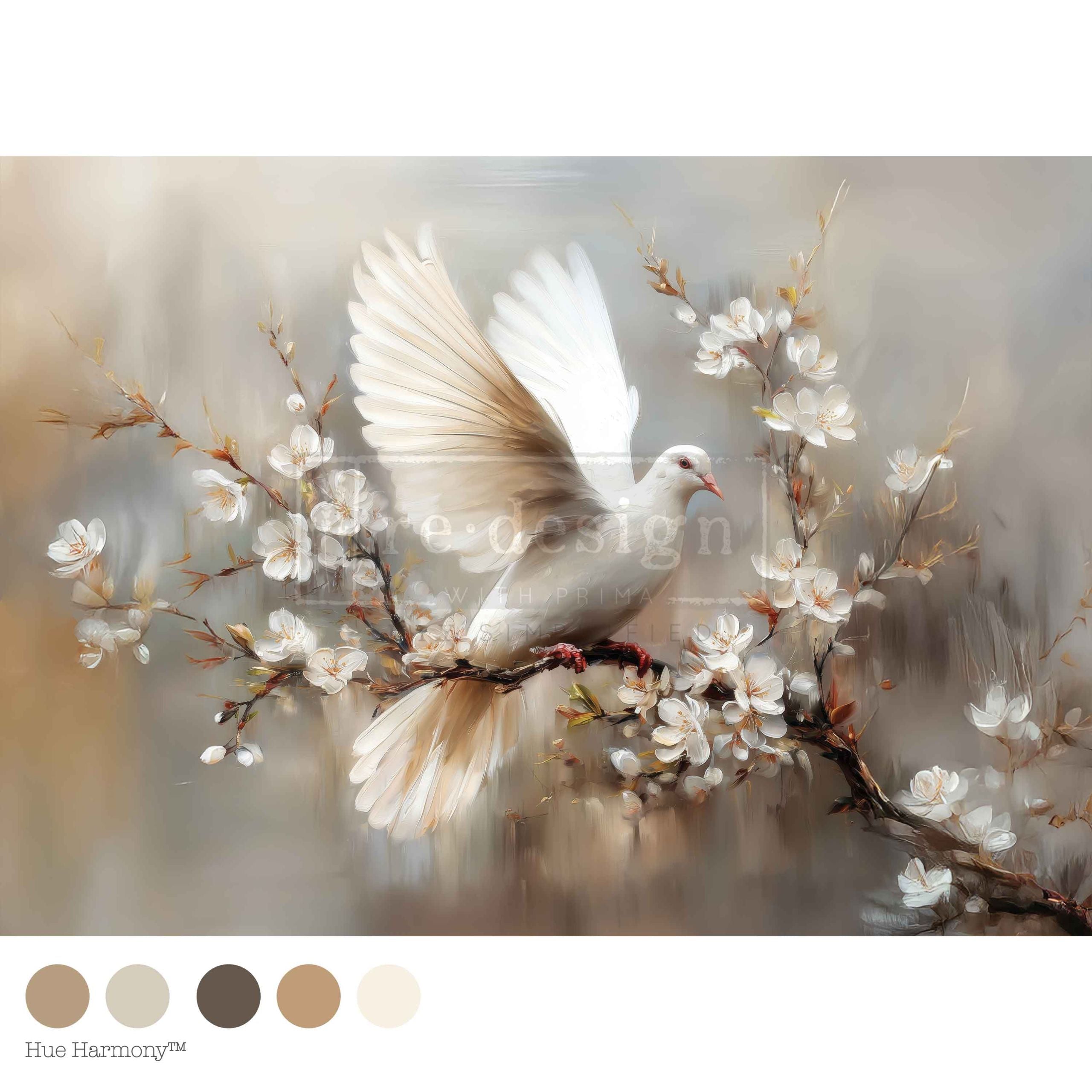 Alabaster Grace | A1 23.4"x33.1" | Decoupage Fiber Paper | Kacha x Redesign with Prima