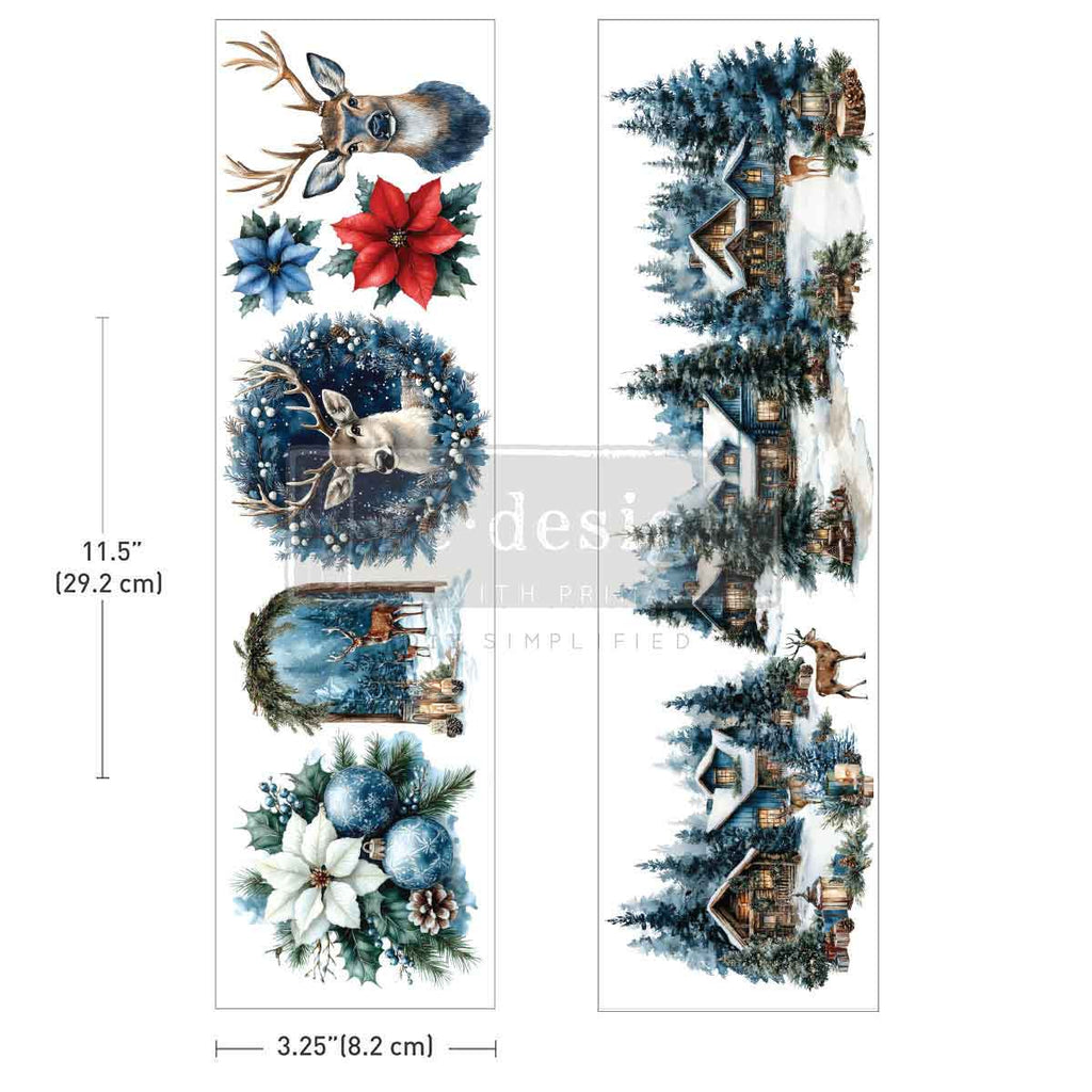 Blue Ridge Winter | Luxe Transfer – 2 Sheets, 3.25" x 11.5" | ReDesign with Prima | Winter Woodland Decor