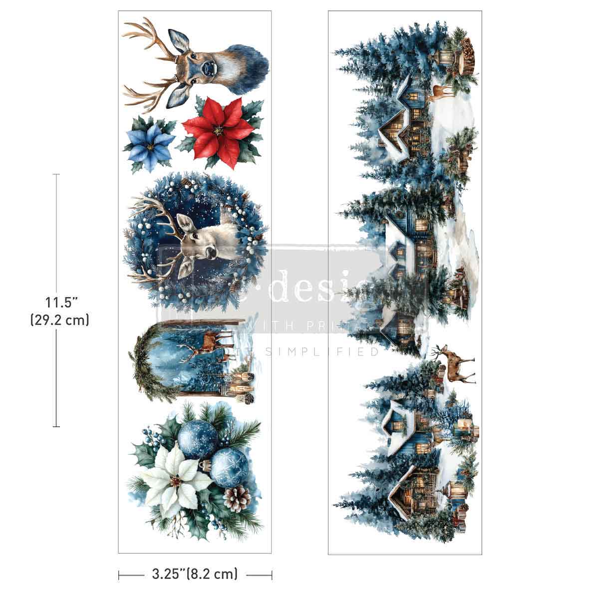 Blue Ridge Winter | Luxe Transfer – 2 Sheets, 3.25" x 11.5" | ReDesign with Prima | Winter Woodland Decor