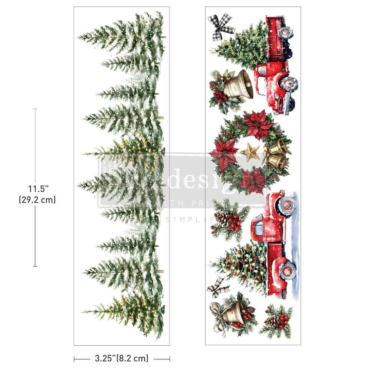 Hometown Holiday | Luxe Transfer – 2 Sheets, 3.25" x 11.5" | ReDesign with Prima | Vintage Christmas Decor