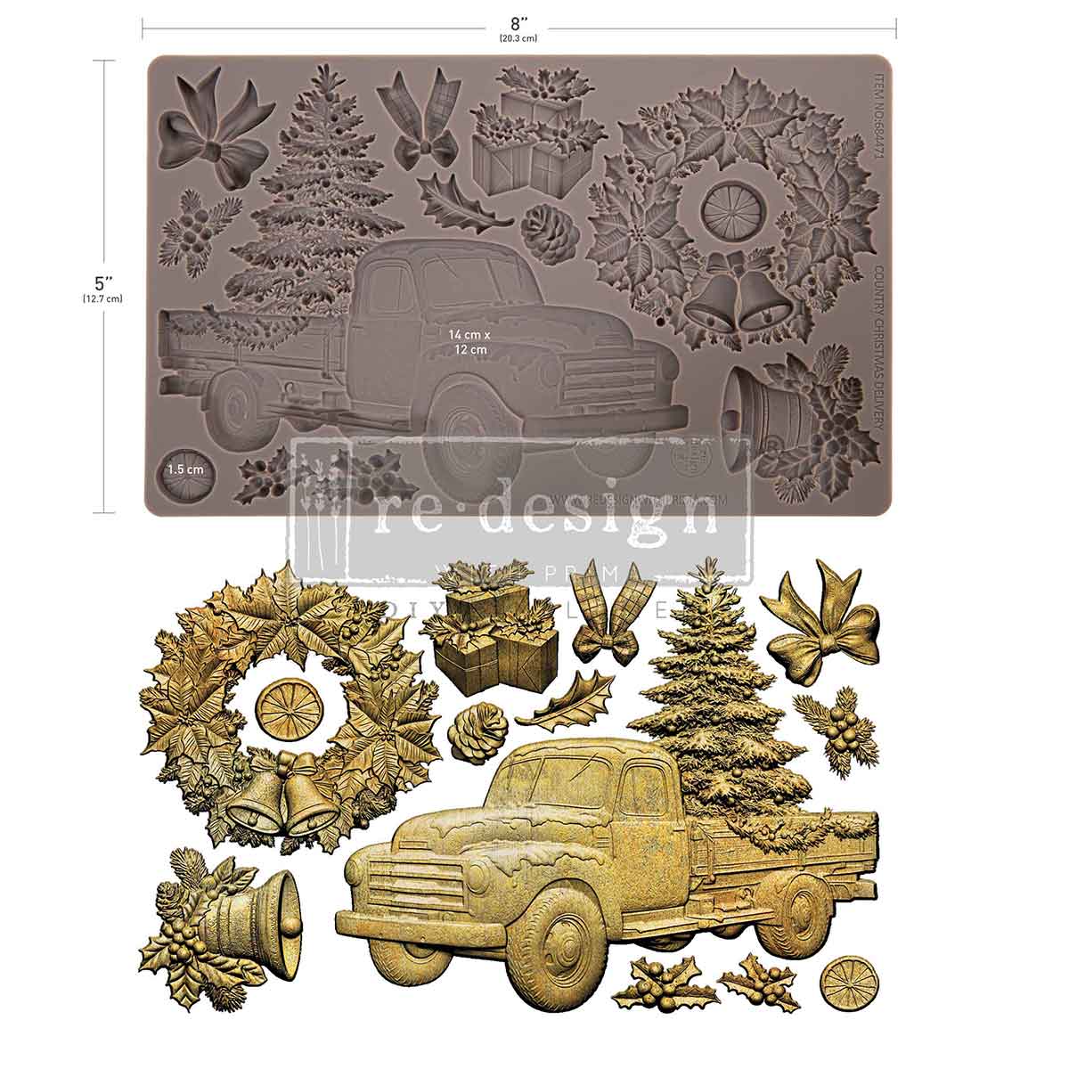 Country Christmas Delivery | Decor Mould – 5" x 8" x 8mm | ReDesign with Prima | Vintage Christmas Truck