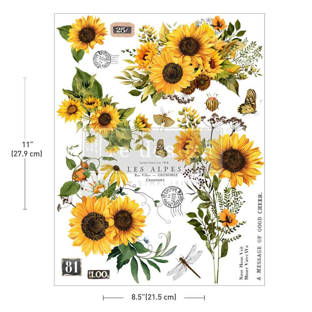 Rustic Amber Petals | 1 Sheet 8.5" x 11" | H2O Transfer | Redesign with Prima