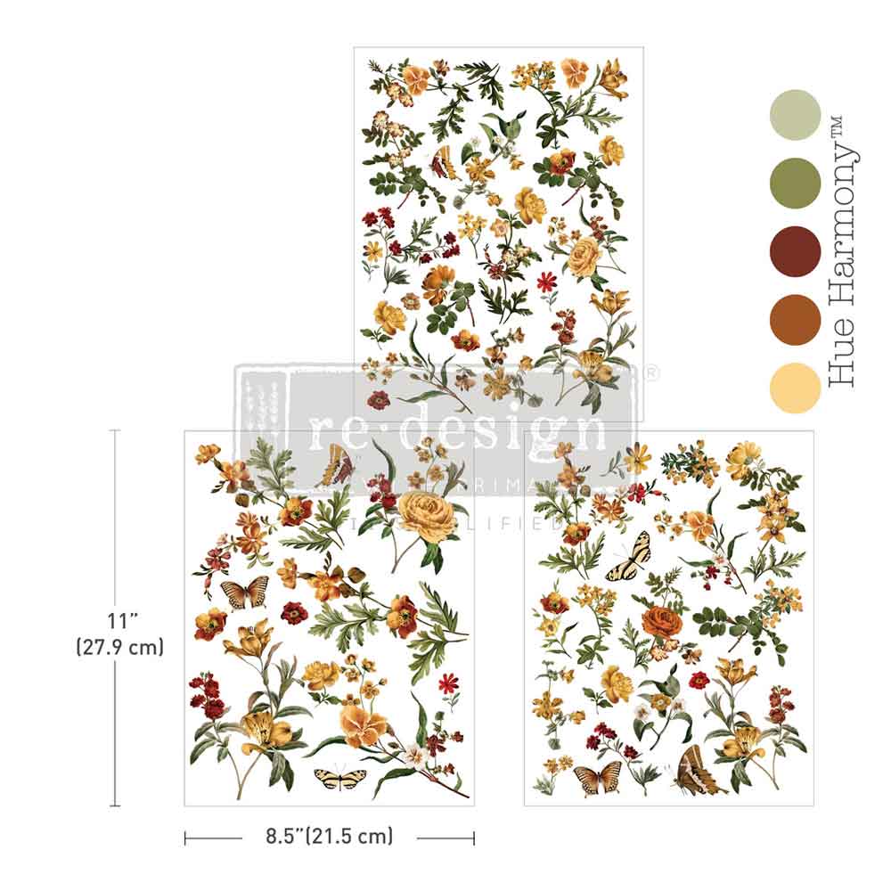 Saffron Solstice | 3 Sheets 8.5" x 11" | Middy Decor Transfer | Redesign with Prima