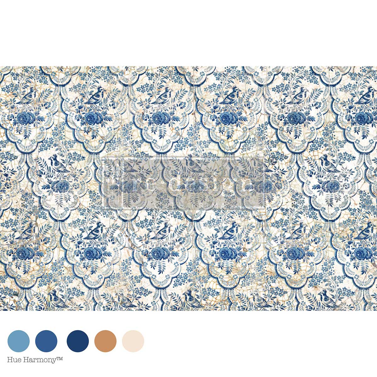 Delft Aviary | 19.5" x 30" | Decoupage Fiber Paper | Redesign with Prima