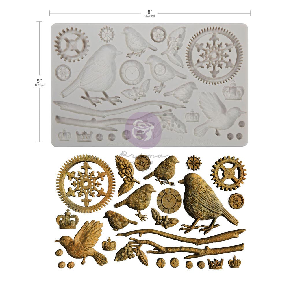 Mechanical Robins | Finnabair Décor Mould – 1 Piece, 5" x 8" x 8mm | ReDesign with Prima