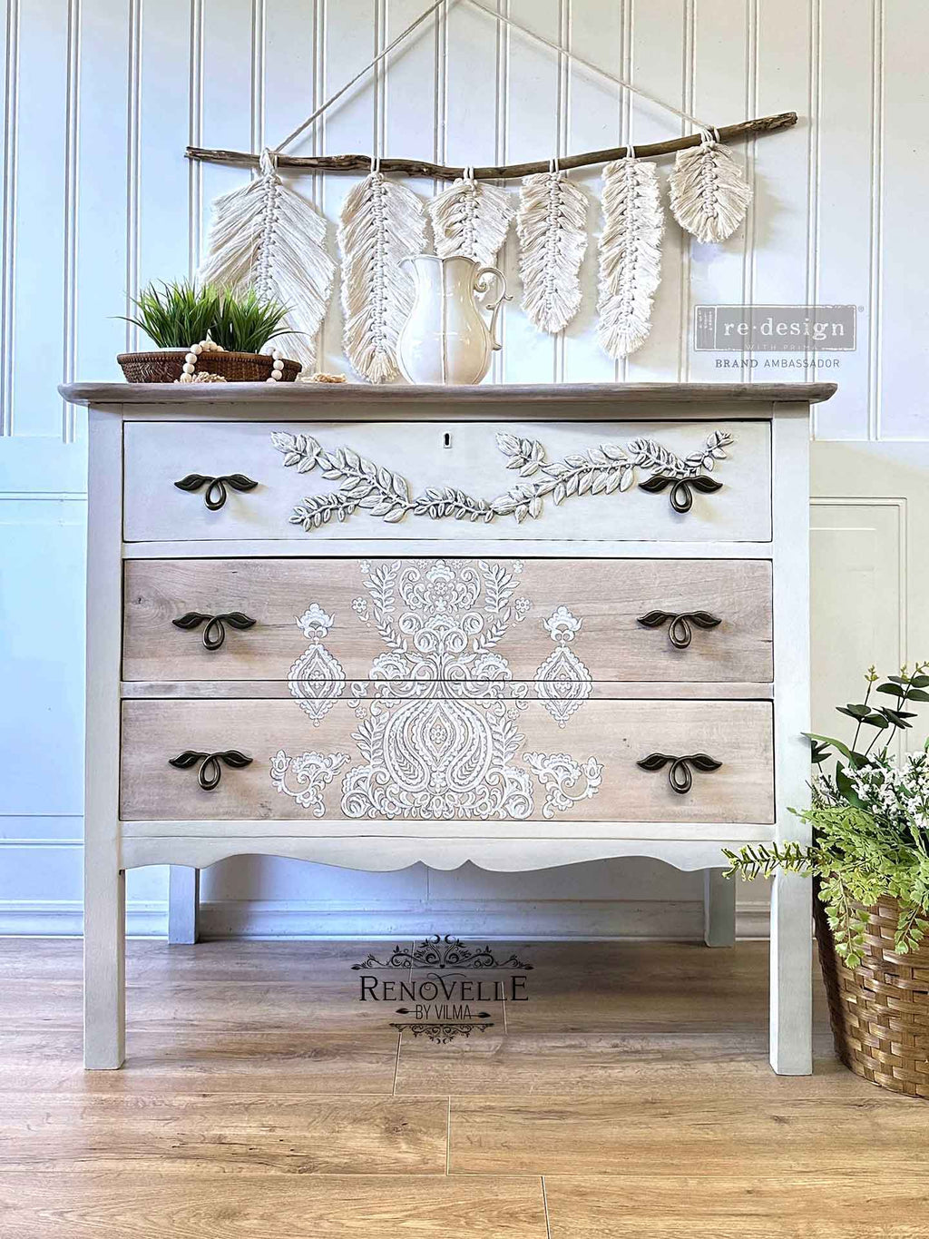 White Engraving | Large Decor Transfer | 24" x 35" (Cut into 3 Sheets) | Redesign with Prima