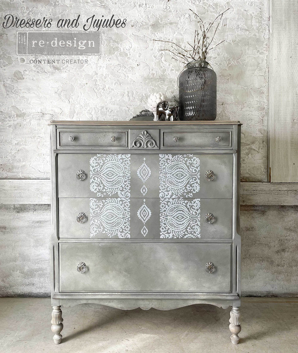 White Engraving | Large Decor Transfer | 24" x 35" (Cut into 3 Sheets) | Redesign with Prima