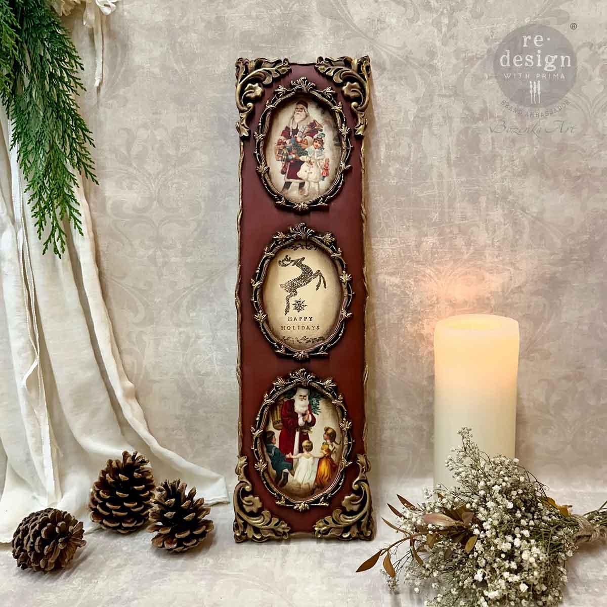 Santaland Sparkle | A3 Decoupage Fiber Pack – 3 Sheets, 11.7" x 16.5" Each | ReDesign with Prima