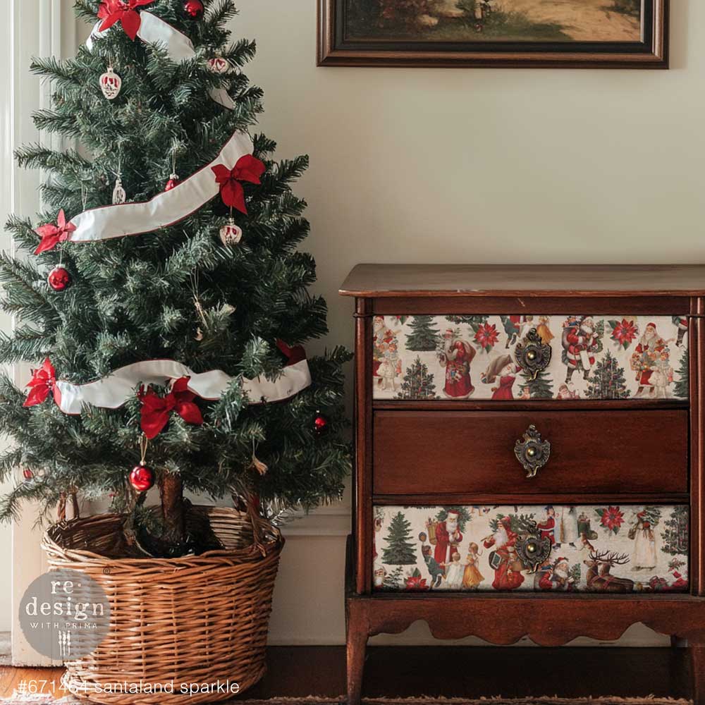 Santaland Sparkle | A3 Decoupage Fiber Pack – 3 Sheets, 11.7" x 16.5" Each | ReDesign with Prima