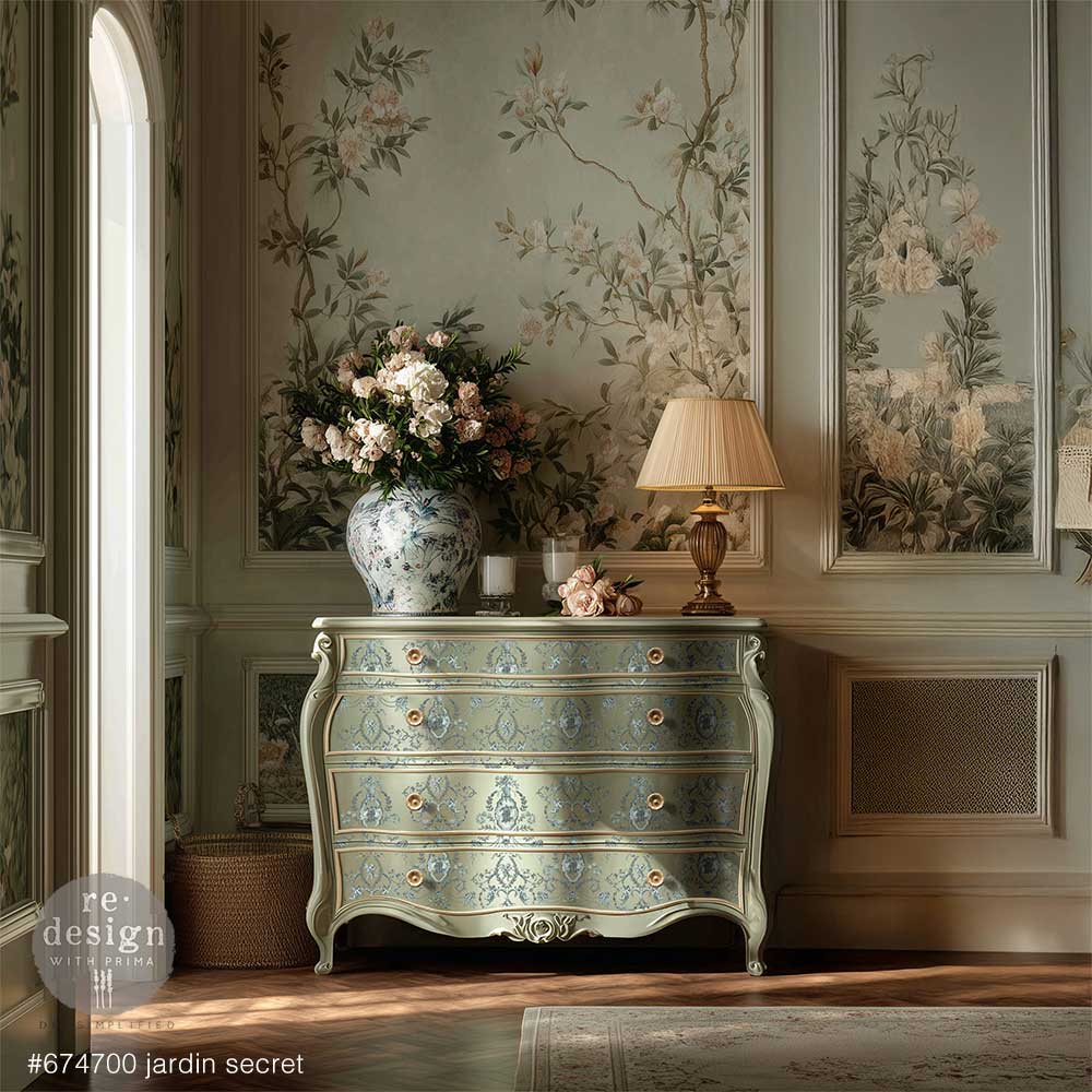 Jardin Secret | Large Decor Transfer | 24" x 35" (Cut into 4 Sheets) | Redesign with Prima