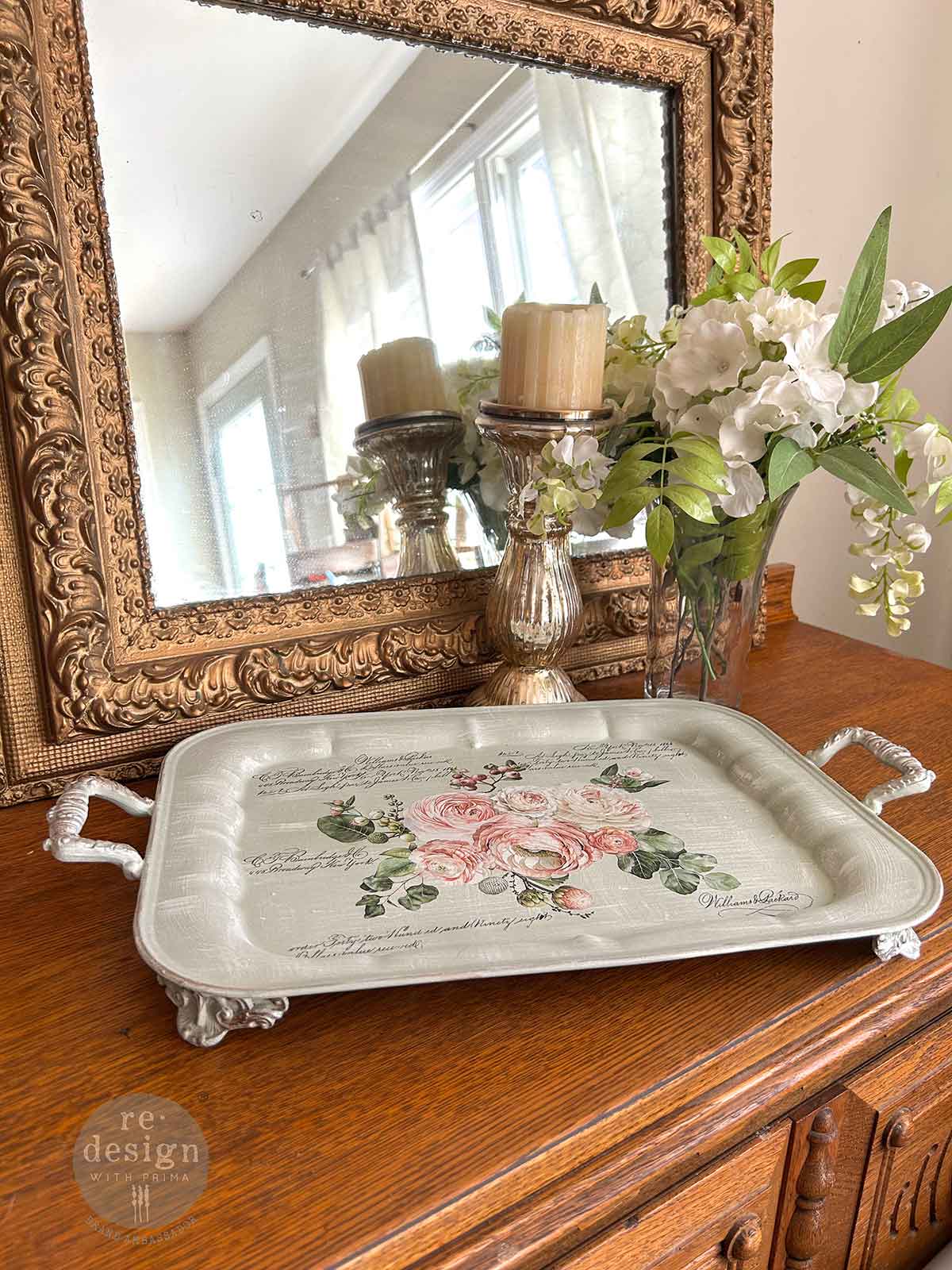 Blushing Blooms | Small Transfers | Redesign With Prima | Rub on Transfers for Furniture and Crafts | 3 sheets- 6"x12" | soft pink florals