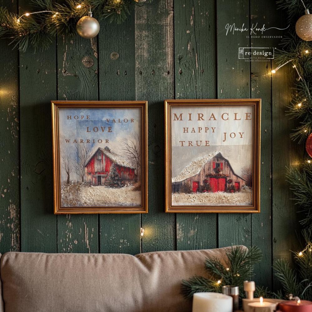 Snowy Village Charm | A3 Decoupage Paper – 2 Sheets, 11.7" x 16.5" | ReDesign with Prima | Christmas Farmhouse Decor