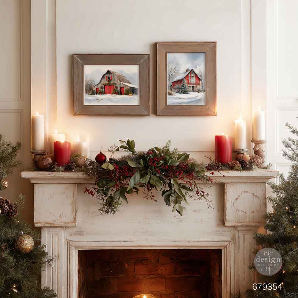 Snowy Village Charm | A3 Decoupage Paper – 2 Sheets, 11.7" x 16.5" | ReDesign with Prima | Christmas Farmhouse Decor