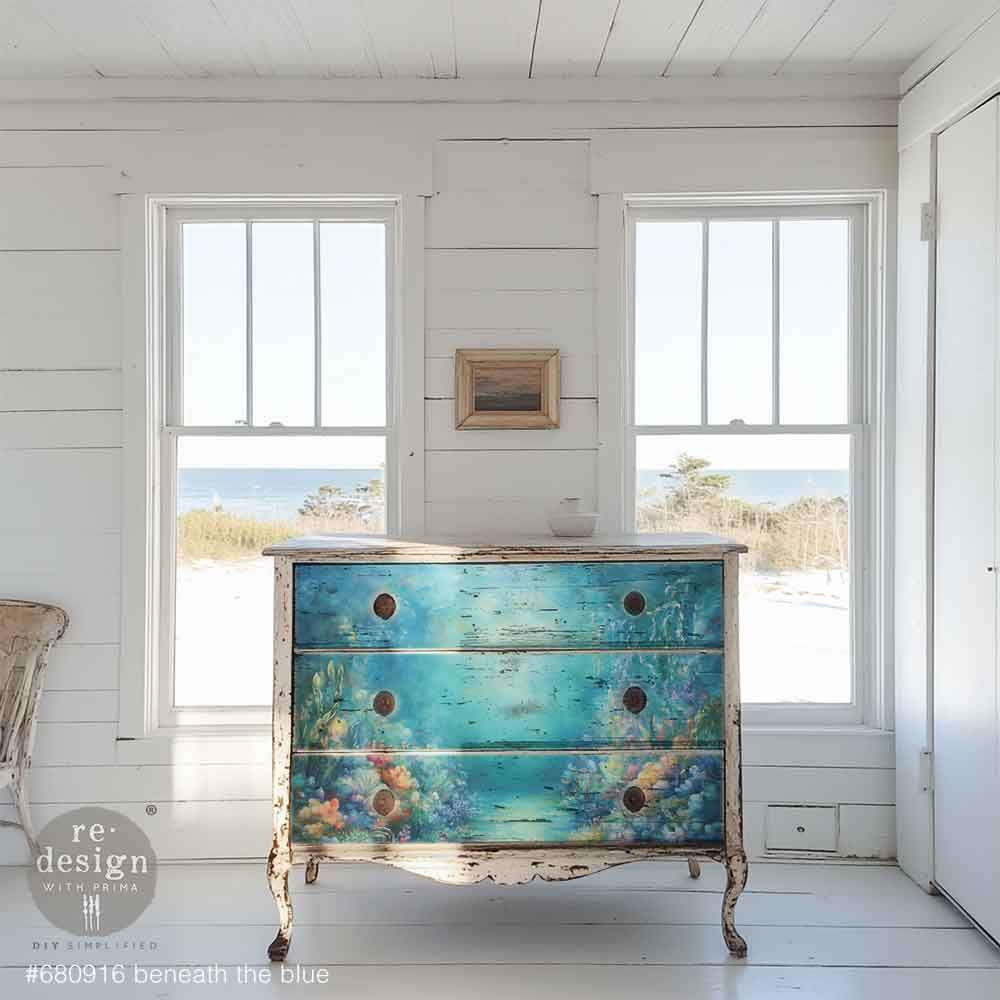 Beneath The Blue | A1 23.4"x33.1" | Decoupage Fiber Paper | Redesign with Prima