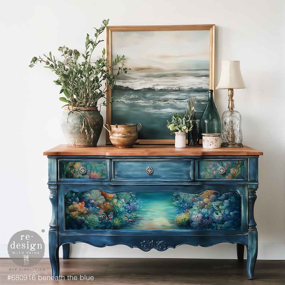 Beneath The Blue | A1 23.4"x33.1" | Decoupage Fiber Paper | Redesign with Prima