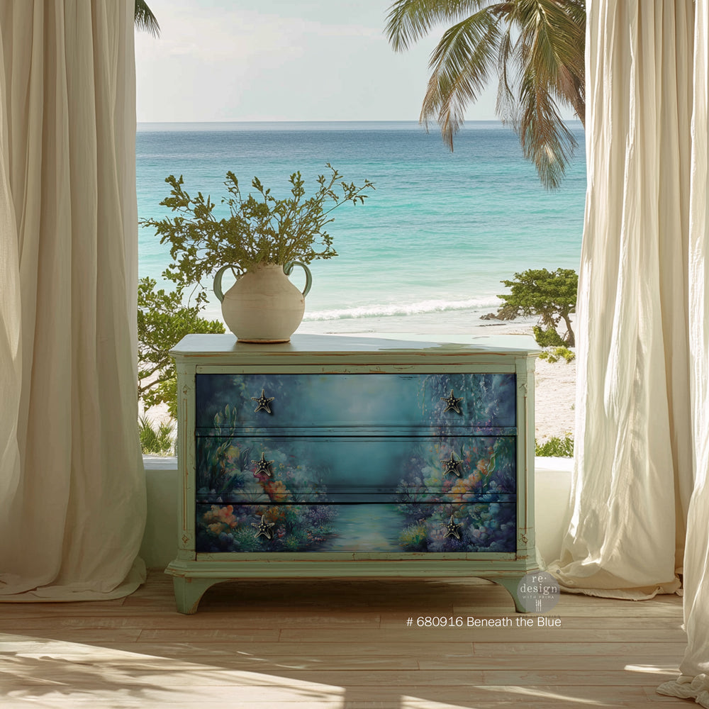 Beneath The Blue | A1 23.4"x33.1" | Decoupage Fiber Paper | Redesign with Prima