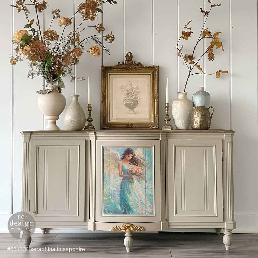 Seraphina In Sapphire | A3 11.7"x16.5" | Decoupage Fiber Paper | Redesign with Prima