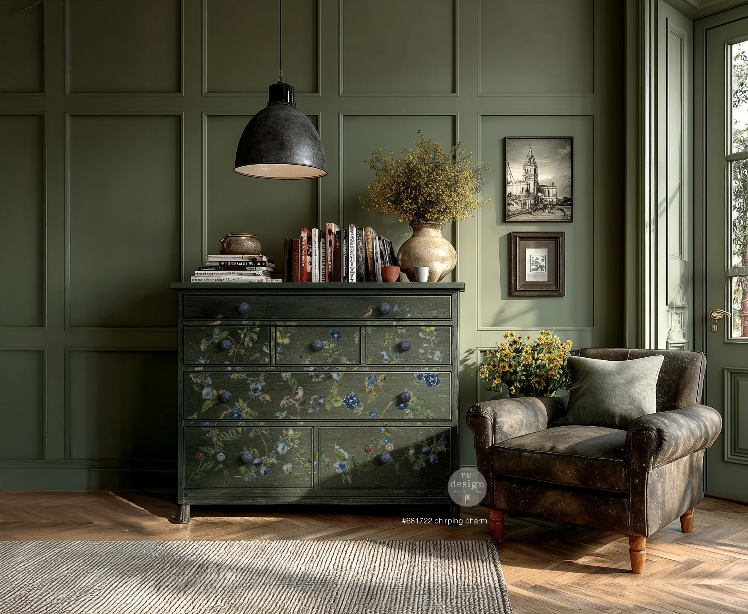 Chirping Charm | Decor Transfers | Redesign With Prima | Rub on Transfers | Furniture | Arts & Crafts | 24x35, cut into 4 sheets Redesign with Prima