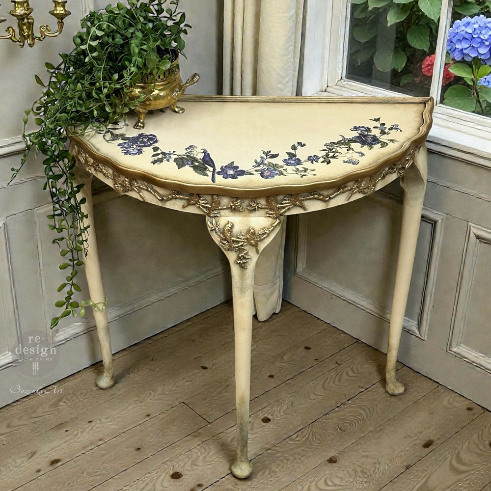 Blue Nest Blooms | Middy Transfers | Redesign With Prima | Rub on Transfers | Furniture | Arts & Crafts | 3 sheets-8.5" x 11" Redesign with Prima