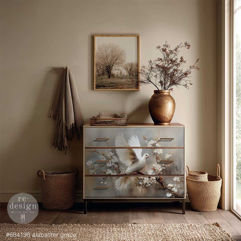 Alabaster Grace | A1 23.4"x33.1" | Decoupage Fiber Paper | Kacha x Redesign with Prima
