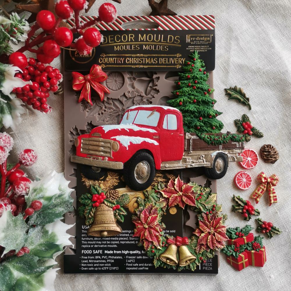 Country Christmas Delivery | Decor Mould – 5" x 8" x 8mm | ReDesign with Prima | Vintage Christmas Truck