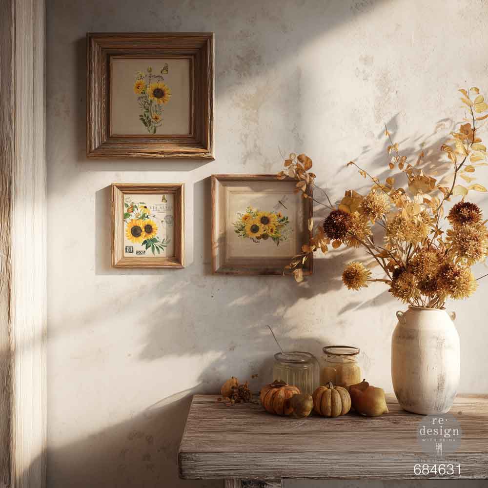 Rustic Amber Petals | 1 Sheet 8.5" x 11" | H2O Transfer | Redesign with Prima