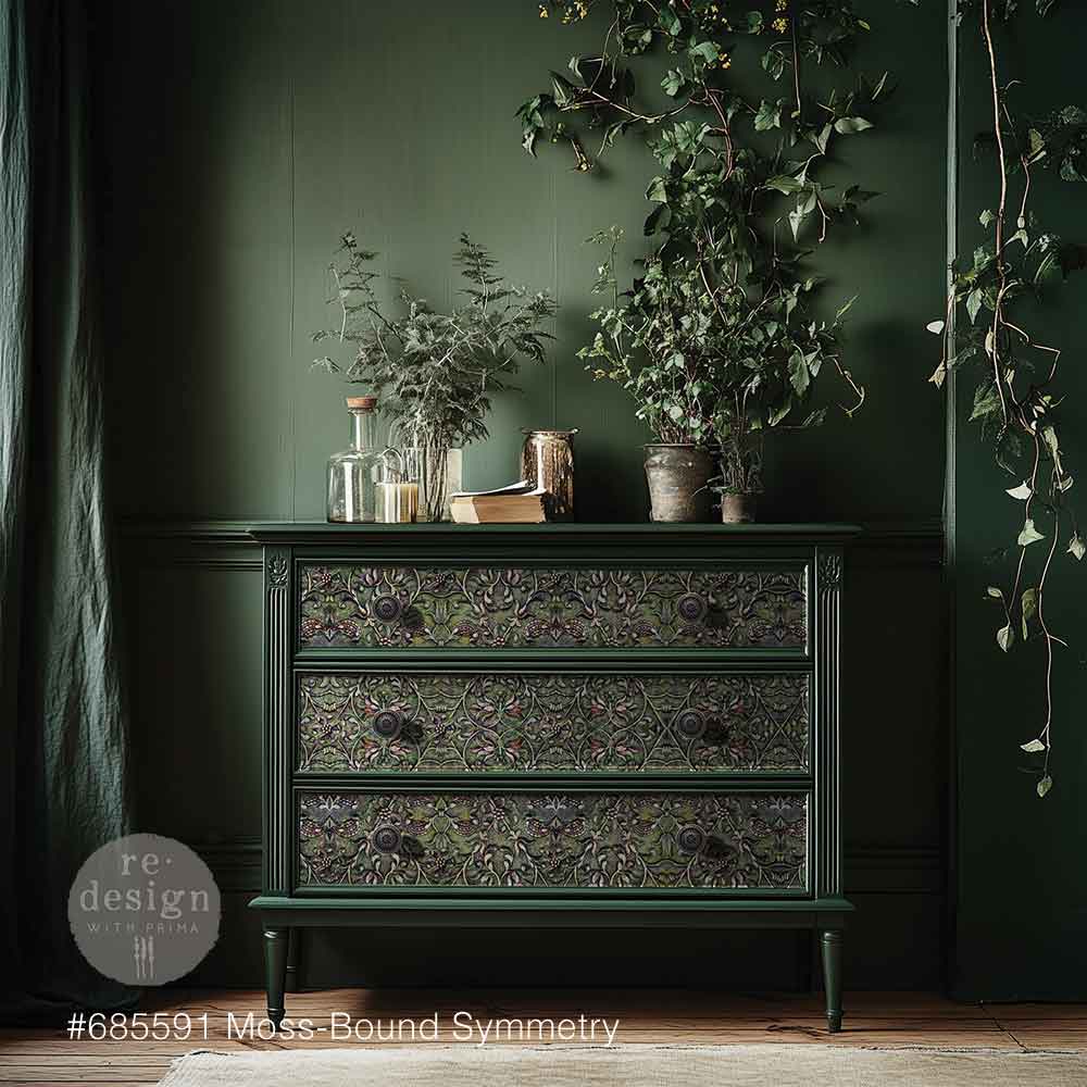 Moss Bound Symmetry | 19.5" x 30" | Decoupage Fiber Paper | Redesign with Prima