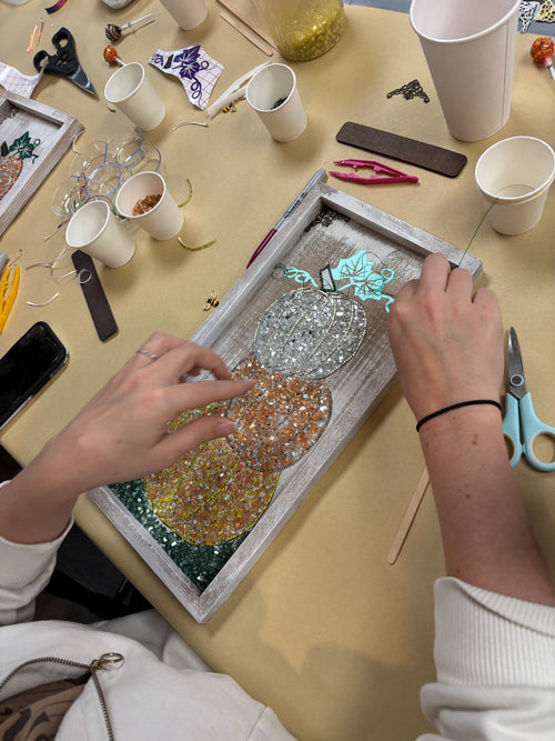 🎃 Three-Tiered Pumpkin Crushed Glass & Resin Workshop