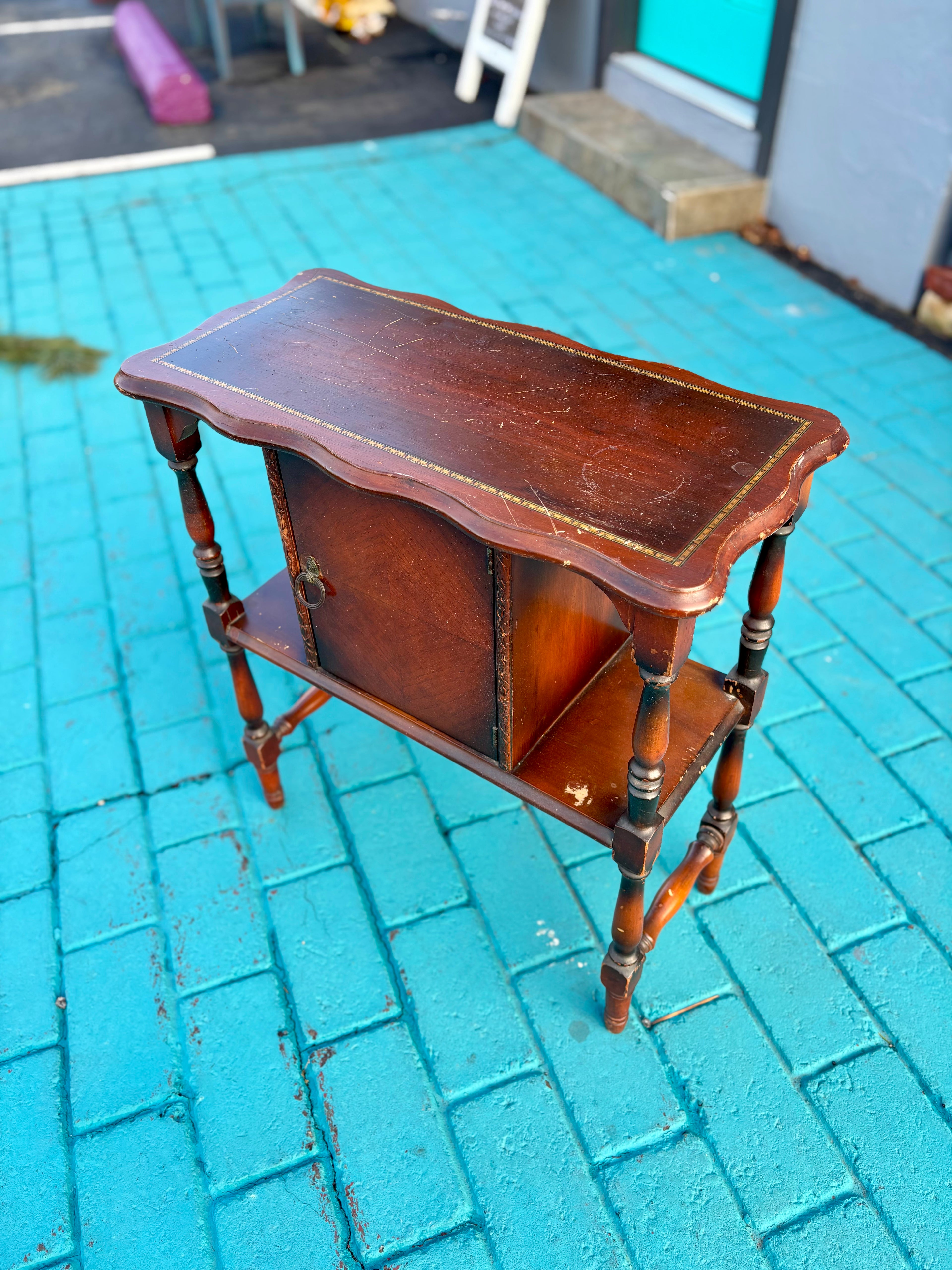 Vintage 1930's Metal-Lined Smoking Cabinet – Perfect Project Piece or Character Accent Table