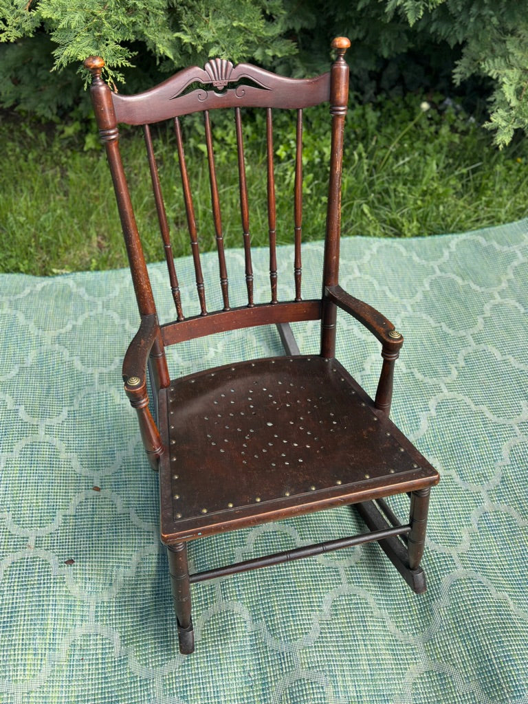 Vintage Wooden Rocking Chair with Custom Floral Cushions | As-Is Ready for Rescue