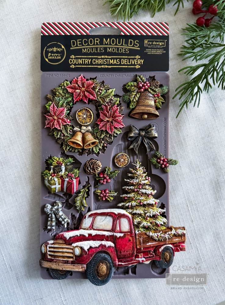 Country Christmas Delivery | Decor Mould – 5" x 8" x 8mm | ReDesign with Prima | Vintage Christmas Truck