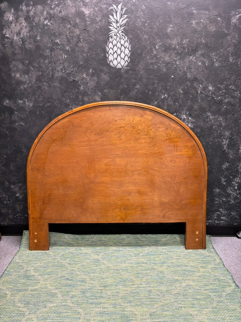 Vintage Sunburst Rattan Bedroom Suite – 5-Piece Cane Furniture Set with Lighted Terrarium Dresser, Headboard, Nightstands, Dresser & Cheval Mirror (1970s Coastal Boho)