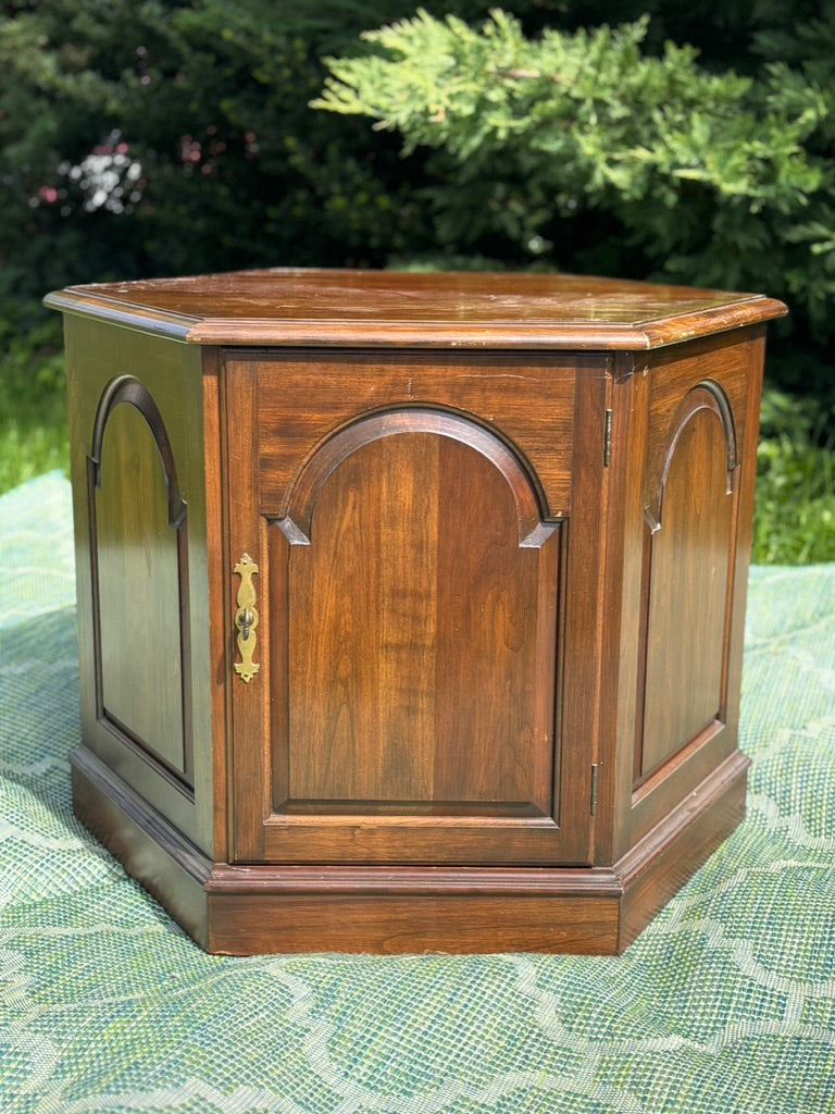 Pennsylvania House Hexagon End Table | Vintage 6-Sided Cabinet | As-Is Ready for Rescue