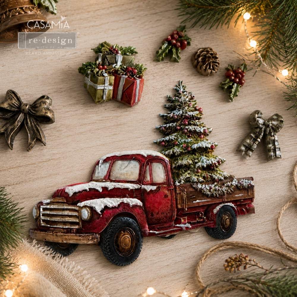 Country Christmas Delivery | Decor Mould – 5" x 8" x 8mm | ReDesign with Prima | Vintage Christmas Truck