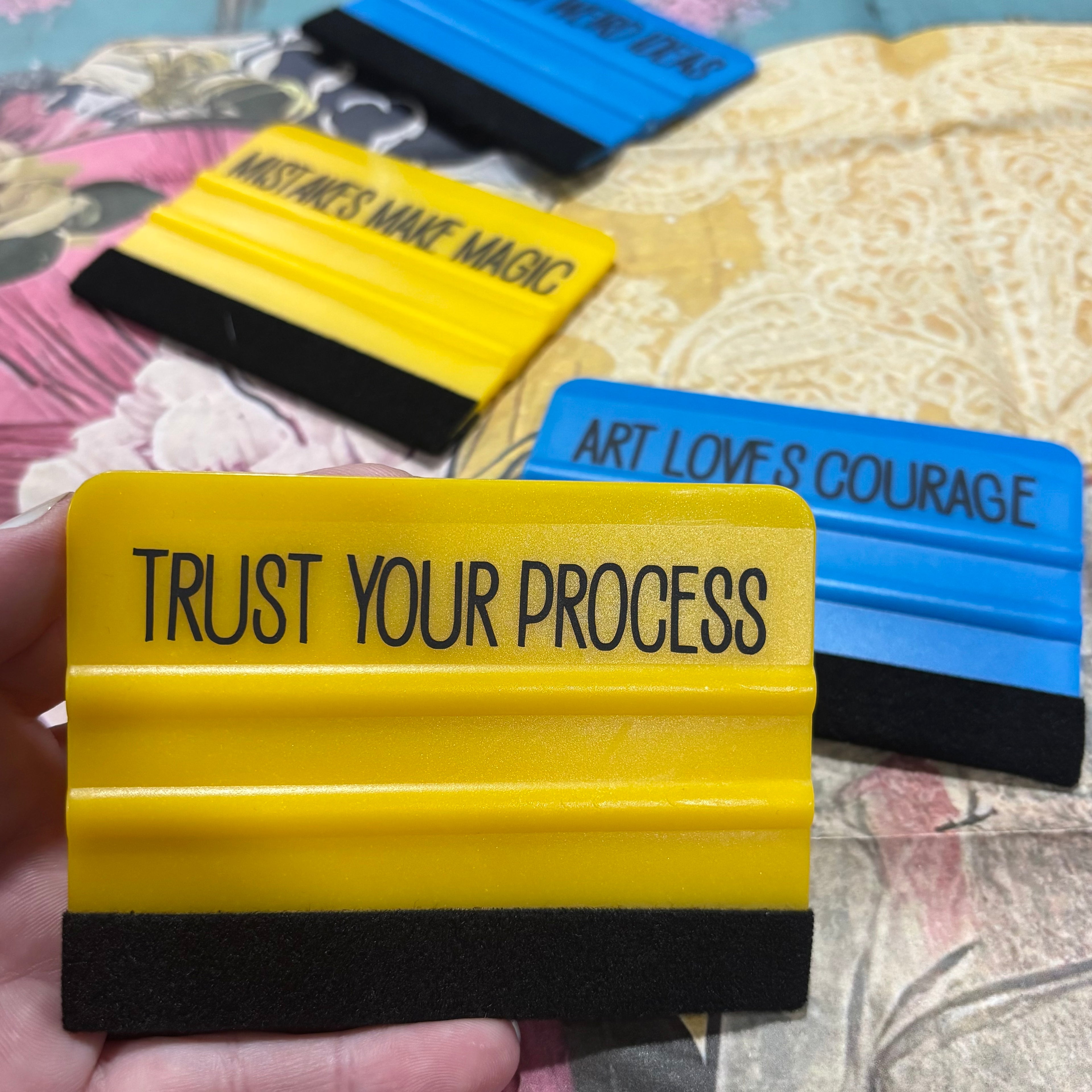 Decoupage Smoothing Tool with Affirmation | 4 inch | Felt Squeegee for Decoupage Paper | Furniture & Transfers | Rescued by Lacey