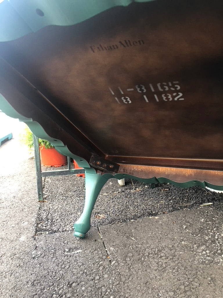 Vintage Ethan Allen Bird & Blossom Side Table – Mint Ombre Finish