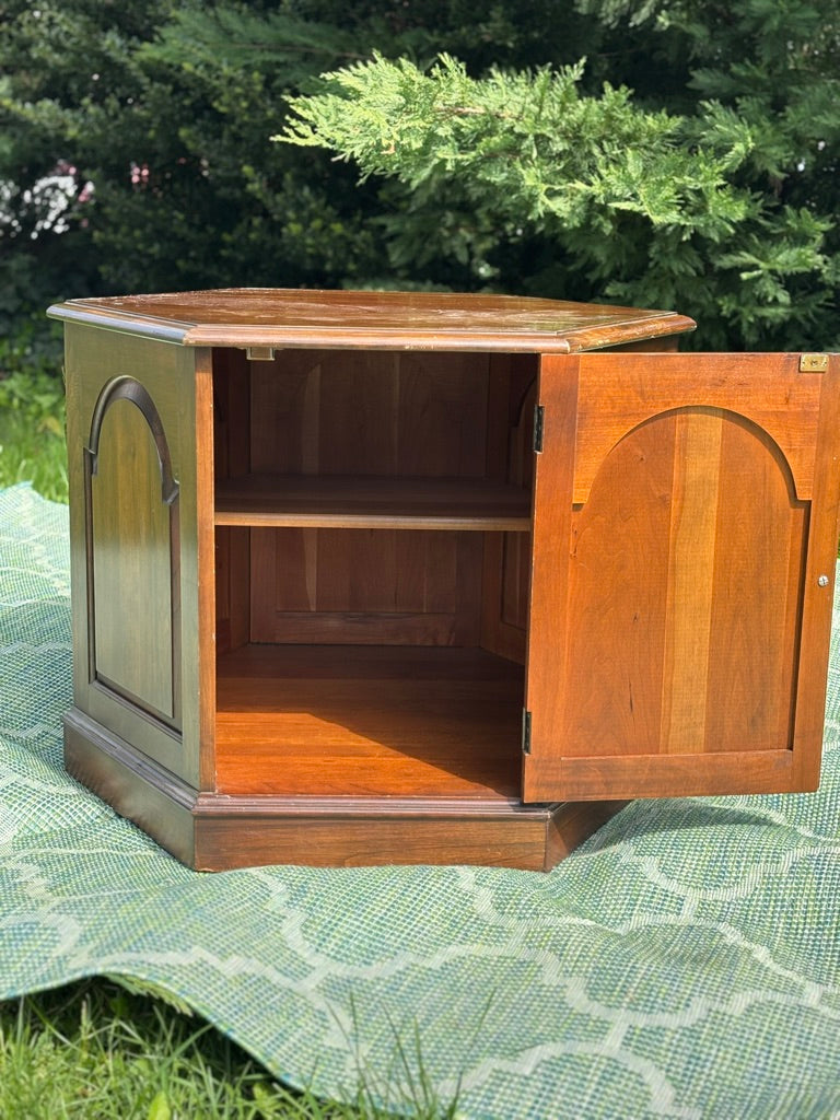 Pennsylvania House Hexagon End Table | Vintage 6-Sided Cabinet | As-Is Ready for Rescue