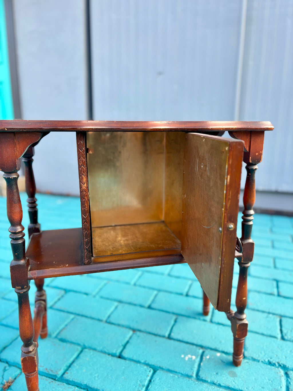 Vintage 1930's Metal-Lined Smoking Cabinet – Perfect Project Piece or Character Accent Table
