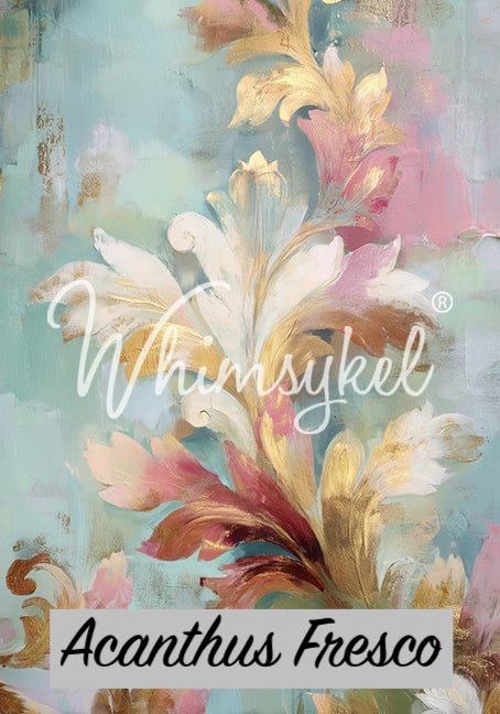Acanthus Fresco | Fresco of Roses 1+2 | Decoupage Tissue Paper | 14"x20" | Whimsykel Designs | Trio of Designs