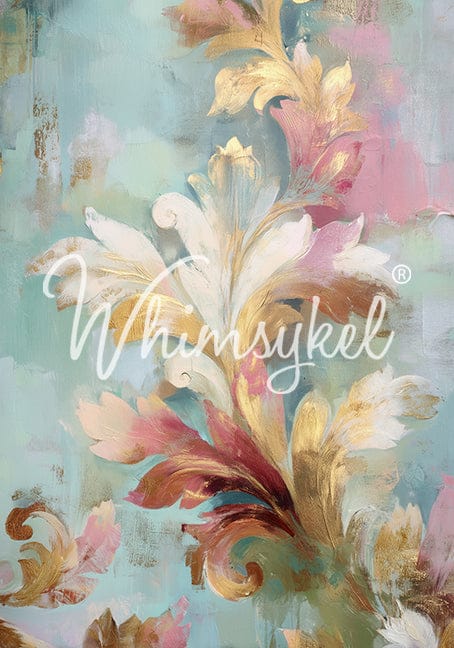 Acanthus Fresco | Fresco of Roses 1+2 | Decoupage Tissue Paper | 14"x20" | Whimsykel Designs | Trio of Designs
