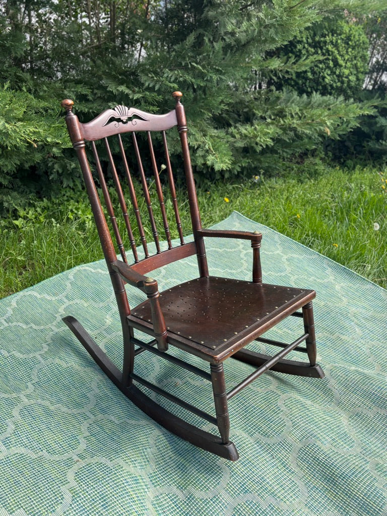 Vintage Wooden Rocking Chair with Custom Floral Cushions | As-Is Ready for Rescue