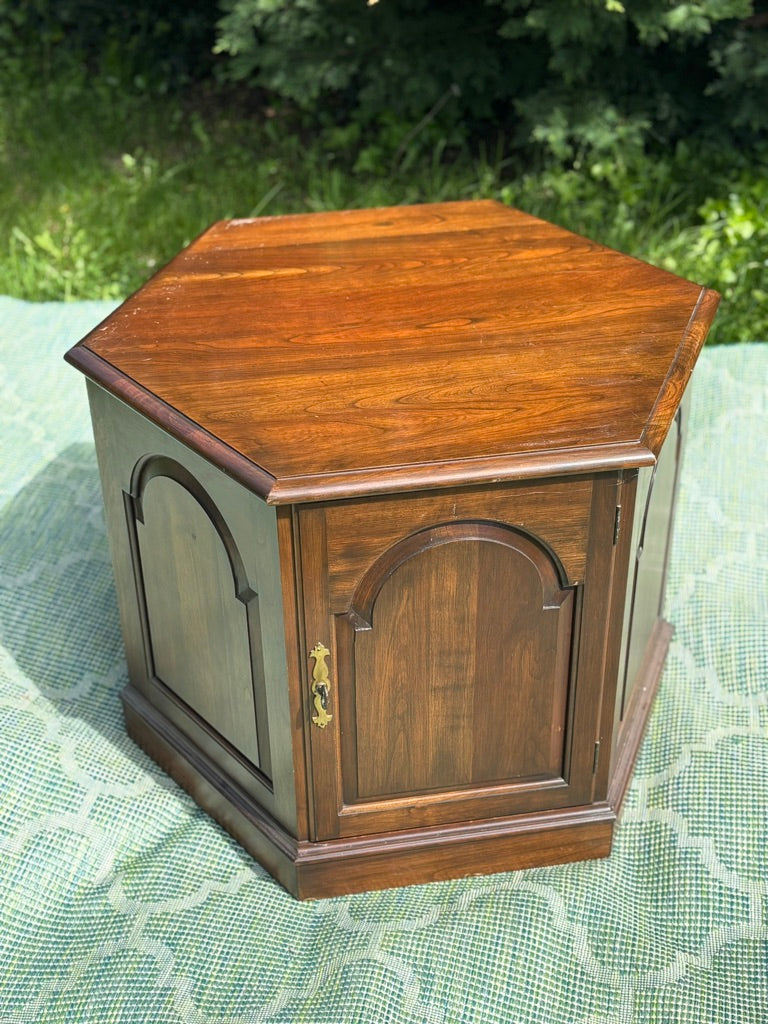 Pennsylvania House Hexagon End Table | Vintage 6-Sided Cabinet | As-Is Ready for Rescue