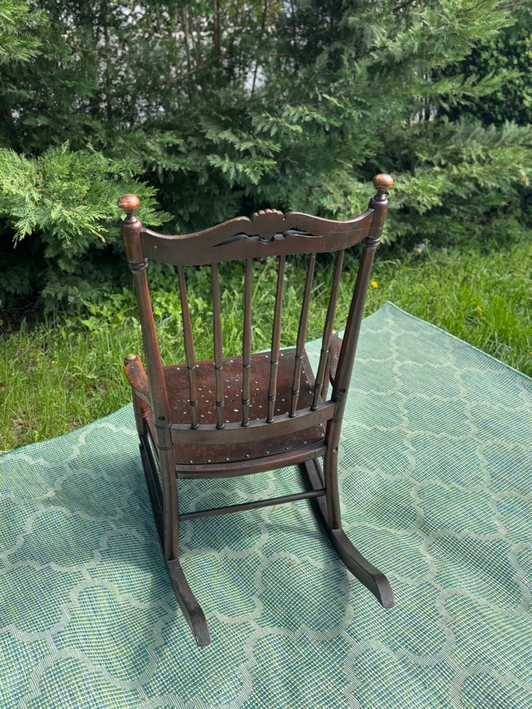 Vintage Wooden Rocking Chair with Custom Floral Cushions | As-Is Ready for Rescue
