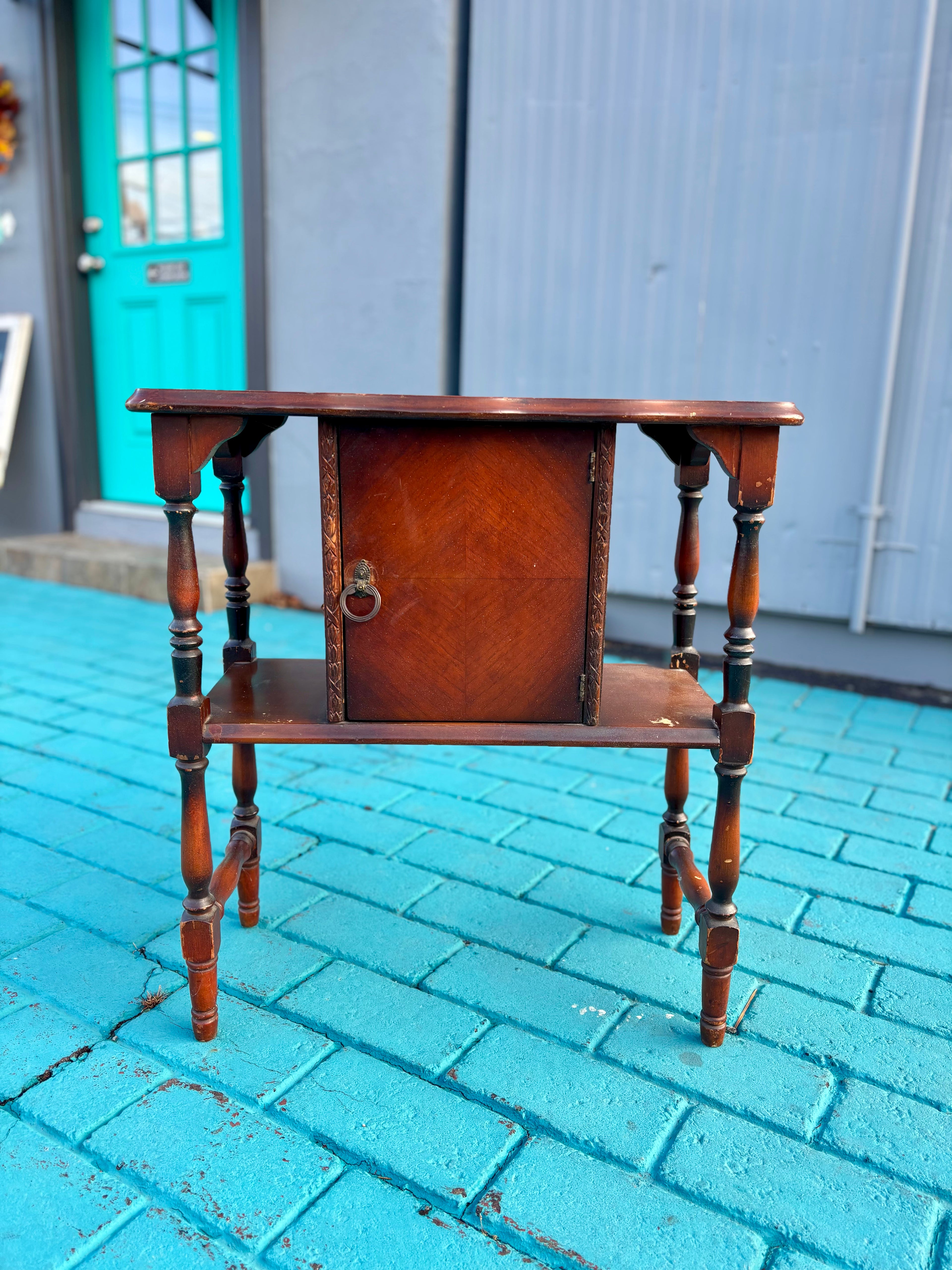 Vintage 1930's Metal-Lined Smoking Cabinet – Perfect Project Piece or Character Accent Table