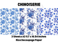 CHINOISERIE | 3 Sheets A3- 11.7 x 16.54 inches | Rice Decoupage Paper | Furniture | Crafts | Art Dixie Belle Paint