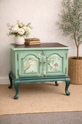 Vintage Ethan Allen Side Table | Hand Painted Bird & Blossom | Mint Ombre Finish | Local Pickup NJ