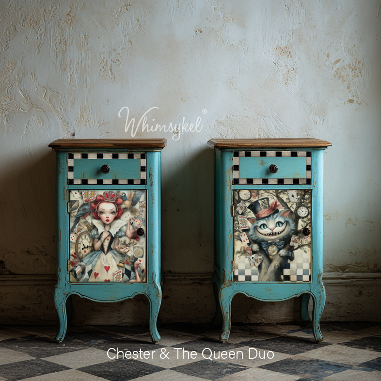 Chester & the Queen | 21"x29" | Large Decoupage Tissue Paper | Whimsykel Designs | whimsy wonderland duo