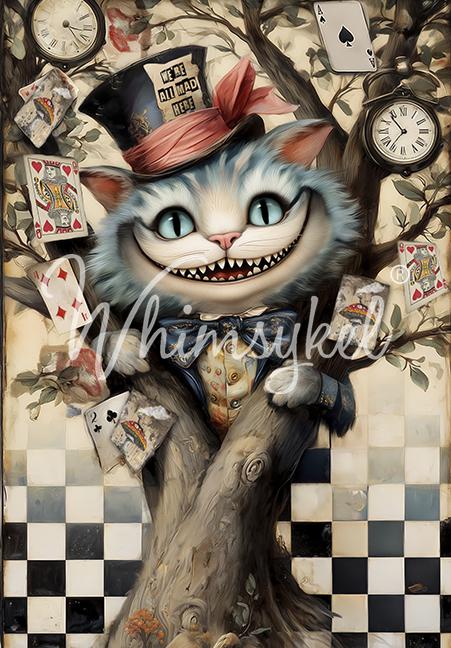 Chester | 21"x29" | Large Decoupage Tissue Paper | Whimsykel Designs | whimsical grinning cat