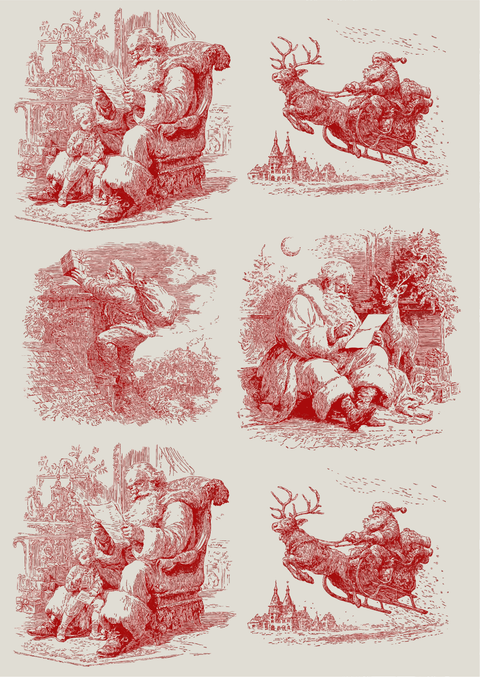 Christmas Toile | A3 Rice Decoupage Paper – 1 Sheet, 11.7" x 16.54" | Dixie Belle