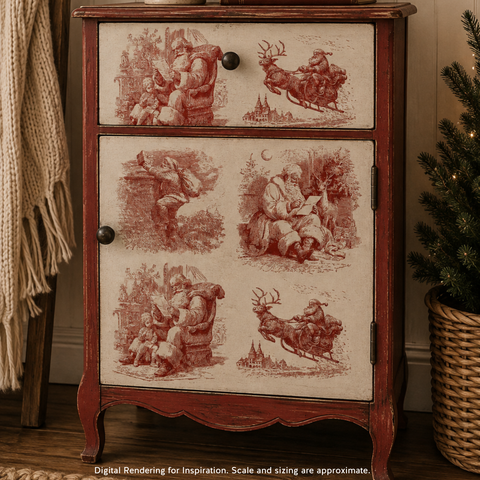 Christmas Toile | A3 Rice Decoupage Paper – 1 Sheet, 11.7" x 16.54" | Dixie Belle